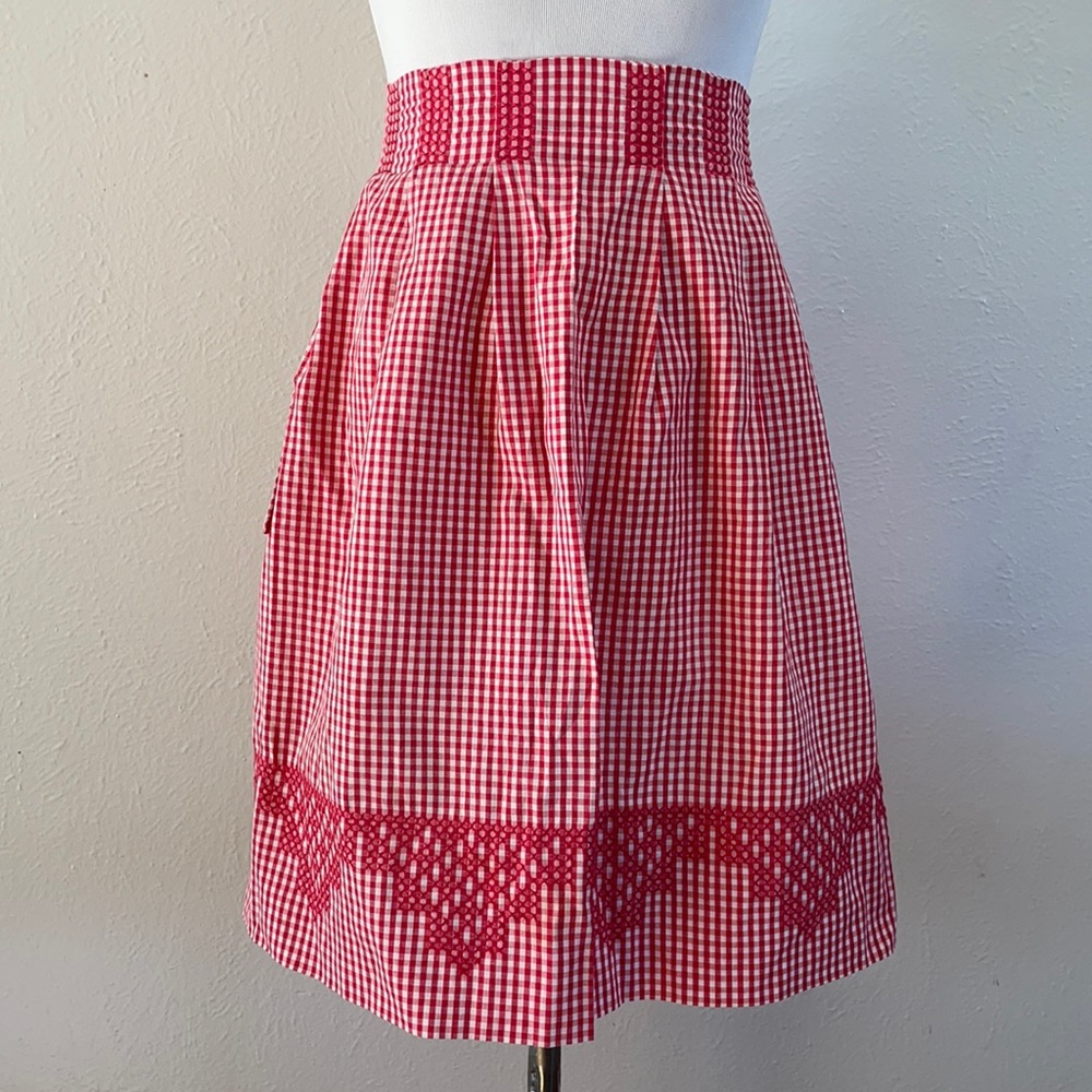 Vintage Sweetheart Red Gingham Hand Stitched Apron